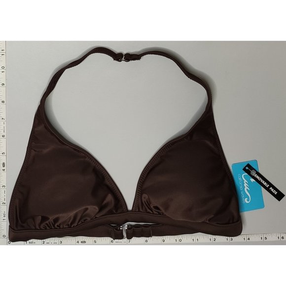 NWT California Waves Halter Brown bikini Top - Picture 3 of 5